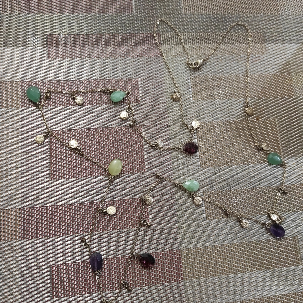 dainty necklace with small multicolor stones